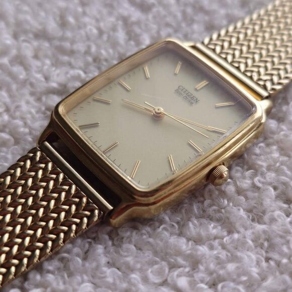 Citizen Eco-Drive E031-K006091 Solar Square Gold JDM Men's Watch New Capacitor - Picture 5 of 10